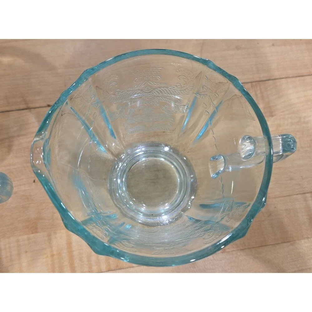 Vintage Indiana Glass Recollection Teal Madrid Creamer and Sugar Set
